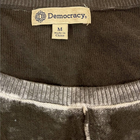 Democracy Womens Green Cotton Sweater Soft Unique Y2K Burnout Fall M Classic - Picture 12 of 14
